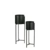 Mica Decorations Pots, Cache-pots Et Jardinières D'extérieur 2 Cache-pots Et Pieds En Métal Noir H79 -Parasols Soldes Magasin 2 cache pots et pieds en metal noir h79