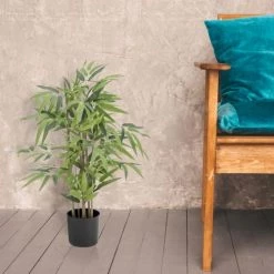Ligne Déco Plantes D'intérieur Et Fleurs D'intérieur 2 Plantes Vertes Artificielles Bambou 200 Feuilles, H.70cm -Parasols Soldes Magasin 2 plantes vertes artificielles bambou 200 feuilles h 70cm 3