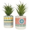 Ligne Déco Plantes D'intérieur Et Fleurs D'intérieur 2 Plantes Vertes Artificielles De Bureau Pot Céramique, H.20cm -Parasols Soldes Magasin 2 plantes vertes artificielles de bureau pot ceramique h 20cm