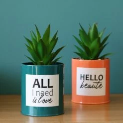 Ligne Déco Plantes D'intérieur Et Fleurs D'intérieur 2 Plantes Vertes Artificielles De Bureau Pot Métal, H.20cm -Parasols Soldes Magasin 2 plantes vertes artificielles de bureau pot metal h 20cm 3