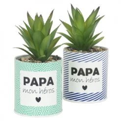 Ligne Déco Plantes D'intérieur Et Fleurs D'intérieur 2 Plantes Vertes Artificielles De Bureau Pot Métal, H.20cm