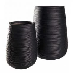 Maisons Du Monde Pots, Cache-pots Et Jardinières D'extérieur 2 Pots De Jardin Rainurés Noirs H64