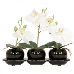 Ligne Déco Plantes D'intérieur Et Fleurs D'intérieur 3 Mini-Plantes Artificielles Orchidée Toucher Naturel, H.20cm