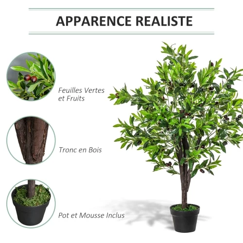 Outsunny Plantes D'intérieur Et Fleurs D'intérieur Arbre Artificiel Olivier H1,2m 7 Outsunny Plantes D'intérieur Et Fleurs D'intérieur Arbre Artificiel Olivier H1,2m – Image 5