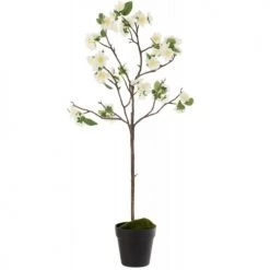 LANADECO Plantes D'intérieur Et Fleurs D'intérieur Arbre En Fleurs Plastique Blanc/marron H88cm