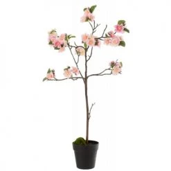 LANADECO Plantes D'intérieur Et Fleurs D'intérieur Arbre En Fleurs Plastique Rose/marron H90cm