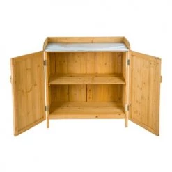 Tectake Pots, Cache-pots Et Jardinières D'extérieur Armoire De Jardin Basse Marron -Parasols Soldes Magasin armoire de jardin basse marron 2