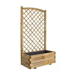 Jardipolys Pots, Cache-pots Et Jardinières D'extérieur Bac à Fleurs Avec Treillis Arc En Bois De Pin