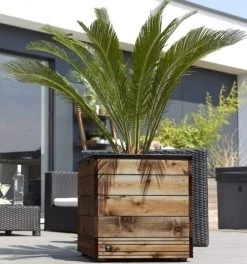 Jardipolys Pots, Cache-pots Et Jardinières D'extérieur Bac à Fleurs Carré Acier Noir Et Bois De Sapin épicéa -Parasols Soldes Magasin bac a fleurs carre acier noir et bois de sapin epicea 6