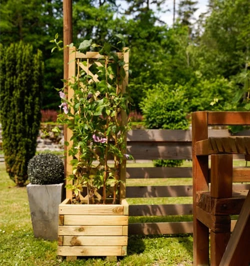 Jardipolys Pots, Cache-pots Et Jardinières D'extérieur Bac à Fleurs Carré Avec Treillis Droit En Bois De Pin 4 Jardipolys Pots, Cache-pots Et Jardinières D'extérieur Bac à Fleurs Carré Avec Treillis Droit En Bois De Pin – Image 2