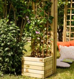 Jardipolys Pots, Cache-pots Et Jardinières D'extérieur Bac à Fleurs Carré Avec Treillis Droit En Bois De Pin 7 Jardipolys Pots, Cache-pots Et Jardinières D'extérieur Bac à Fleurs Carré Avec Treillis Droit En Bois De Pin -Parasols Soldes Magasin bac a fleurs carre avec treillis droit en bois de pin 2