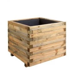 Jardipolys Pots, Cache-pots Et Jardinières D'extérieur Bac à Fleurs Carré En Bois De Pin 100x100cm