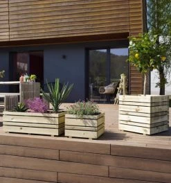 Jardipolys Pots, Cache-pots Et Jardinières D'extérieur Bac à Fleurs En Bois De Pin L-50cm -Parasols Soldes Magasin bac a fleurs en bois de pin l 50cm 2