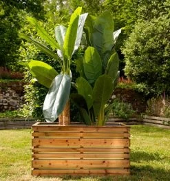 Jardipolys Pots, Cache-pots Et Jardinières D'extérieur Bac à Fleurs En Bois Teinté Marron L-100cm -Parasols Soldes Magasin bac a fleurs en bois teinte marron l 100cm 2