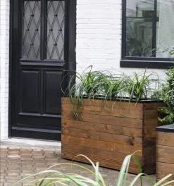 Jardipolys Pots, Cache-pots Et Jardinières D'extérieur Bac à Fleurs Rectangle Acier Noir Et Bois De Sapin épicéa -Parasols Soldes Magasin bac a fleurs rectangle acier noir et bois de sapin epicea 1