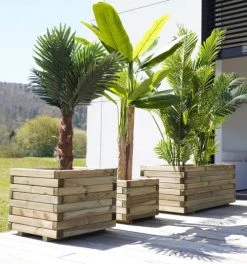 Jardipolys Pots, Cache-pots Et Jardinières D'extérieur Bac à Fleurs Rectangle En Bois De Pin L80cm -Parasols Soldes Magasin bac a fleurs rectangle en bois de pin l80cm 3