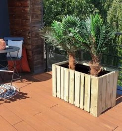 Jardipolys Pots, Cache-pots Et Jardinières D'extérieur Bac à Fleurs Rectangulaire En Pin - 87cm -Parasols Soldes Magasin bac a fleurs rectangulaire en pin 87cm 1