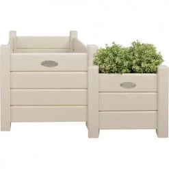 Farm Folklore Pots, Cache-pots Et Jardinières D'extérieur Bacs à Fleurs Carrés En Pin (lot De 2) Blanc
