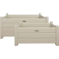 Farm Folklore Pots, Cache-pots Et Jardinières D'extérieur Bacs à Fleurs Rectangulaires (lot De 2) Gris -Parasols Soldes Magasin bacs a fleurs rectangulaires lot de 2 blanc