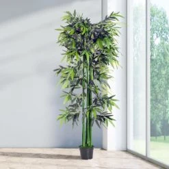 Outsunny Plantes D'intérieur Et Fleurs D'intérieur Bambou Artificiel H. 180 Cm Nombreuses Feuilles Pot Inclus -Parasols Soldes Magasin bambou artificiel h 180 cm nombreuses feuilles pot inclus 1