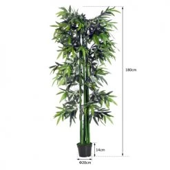 Outsunny Plantes D'intérieur Et Fleurs D'intérieur Bambou Artificiel H. 180 Cm Nombreuses Feuilles Pot Inclus -Parasols Soldes Magasin bambou artificiel h 180 cm nombreuses feuilles pot inclus 2