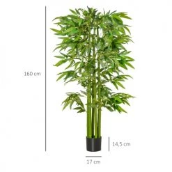 Homcom Plantes D'intérieur Et Fleurs D'intérieur Bambou Artificiel XL 1,60H M 975 Feuilles Denses Réalistes Pot Inclus -Parasols Soldes Magasin bambou artificiel xl 1 60h m 975 feuilles denses realistes pot inclus 2