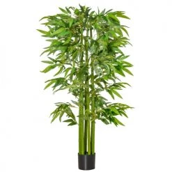 Homcom Plantes D'intérieur Et Fleurs D'intérieur Bambou Artificiel XL 1,60H M 975 Feuilles Denses Réalistes Pot Inclus