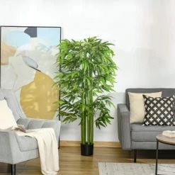 Homcom Plantes D'intérieur Et Fleurs D'intérieur Bambou Artificiel XL 1,60H M 975 Feuilles Denses Réalistes Pot Inclus -Parasols Soldes Magasin bambou artificiel xl 1 60h m 975 feuilles denses realistes pot inclus 3