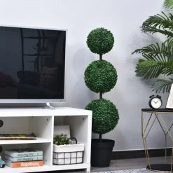 Outsunny Plantes D'intérieur Et Fleurs D'intérieur Buis Artificiel En Forme De Boules -Parasols Soldes Magasin buis artificiel en forme de boules 3