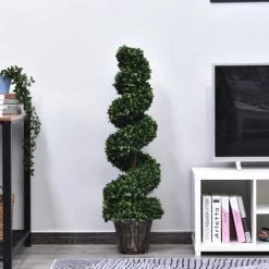 Outsunny Plantes D'intérieur Et Fleurs D'intérieur Buis Artificiel Topiaire Forme De Spirale D32cm -Parasols Soldes Magasin buis artificiel topiaire forme de spirale d32cm 1