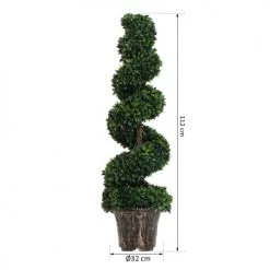 Outsunny Plantes D'intérieur Et Fleurs D'intérieur Buis Artificiel Topiaire Forme De Spirale D32cm -Parasols Soldes Magasin buis artificiel topiaire forme de spirale d32cm 2