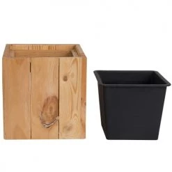 Beliani Pots, Cache-pots Et Jardinières D'extérieur Cache-pot D'extérieur En Bois Solide Bois Clair H24 -Parasols Soldes Magasin cache pot d exterieur en bois solide bois clair h24 3