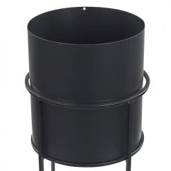Beliani Pots, Cache-pots Et Jardinières D'extérieur Cache-pot D'extérieur En Métal Noir H28 -Parasols Soldes Magasin cache pot d exterieur en metal noir h28 2