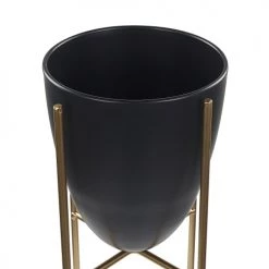 Beliani Pots, Cache-pots Et Jardinières D'extérieur Cache-pot D'extérieur En Métal Noir H41 -Parasols Soldes Magasin cache pot d exterieur en metal noir h41 2