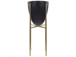 Beliani Pots, Cache-pots Et Jardinières D'extérieur Cache-pot D'extérieur En Métal Noir H41