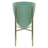 Beliani Pots, Cache-pots Et Jardinières D'extérieur Cache-pot D'extérieur En Métal Vert H31 -Parasols Soldes Magasin cache pot d exterieur en metal vert h31
