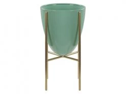 Beliani Pots, Cache-pots Et Jardinières D'extérieur Cache-pot D'extérieur En Métal Vert H31