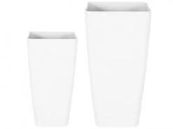 Beliani Pots, Cache-pots Et Jardinières D'extérieur Cache-pot D'extérieur En Pierre Blanc H57 76