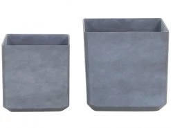 Beliani Pots, Cache-pots Et Jardinières D'extérieur Cache-pot D'extérieur En Pierre Gris H35 43