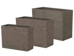 Beliani Pots, Cache-pots Et Jardinières D'extérieur Cache-pot D'extérieur En Pierre Marron H45 50 56