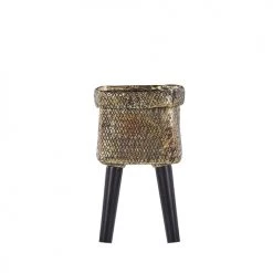 Beliani Pots, Cache-pots Et Jardinières D'extérieur Cache-pot D'extérieur En Plastique Doré H36 -Parasols Soldes Magasin cache pot d exterieur en plastique dore h36 2