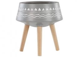 Beliani Pots, Cache-pots Et Jardinières D'extérieur Cache-pot D'extérieur En Plastique Gris H44