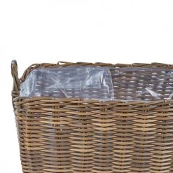 Beliani Pots, Cache-pots Et Jardinières D'extérieur Cache-pot D'extérieur En Rotin Marron H37 44 -Parasols Soldes Magasin cache pot d exterieur en rotin marron h37 44 5