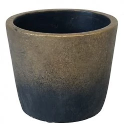 Decostars Pots, Cache-pots Et Jardinières D'extérieur Cache Pot De Fleurs En Ciment Gris Et Or H10,5cm