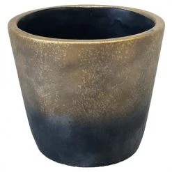 Decostars Pots, Cache-pots Et Jardinières D'extérieur Cache Pot De Fleurs En Ciment Gris Et Or H12cm