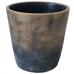 Decostars Pots, Cache-pots Et Jardinières D'extérieur Cache Pot De Fleurs En Ciment Gris Et Or H19cm