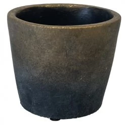 Decostars Pots, Cache-pots Et Jardinières D'extérieur Cache Pot De Fleurs En Ciment Gris Et Or H9cm