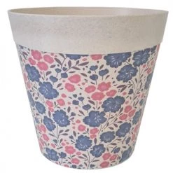 STC Pots, Cache-pots Et Jardinières D'extérieur Cache Pot En Bambou Fleurs Roses Et Violettes H21cm