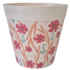 STC Pots, Cache-pots Et Jardinières D'extérieur Cache Pot En Bambou Fleurs Rouges H21cm
