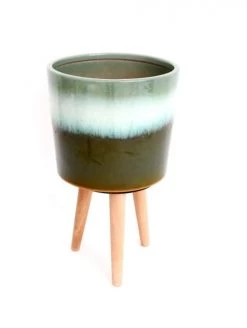 Heart Of The Home Pots, Cache-pots Et Jardinières D'extérieur Cache Pot En Bois Nature H. 31 Cm Vert